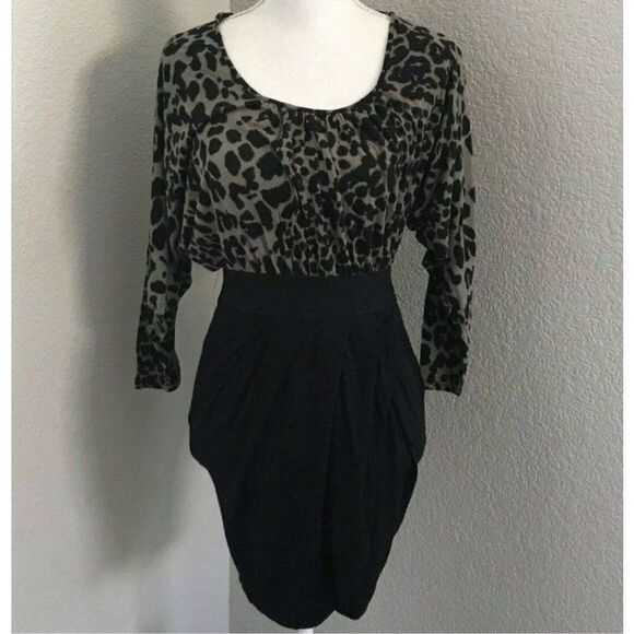 Asos Animal Print Long Sleeve Dress Size 4 - Picture 1 of 8